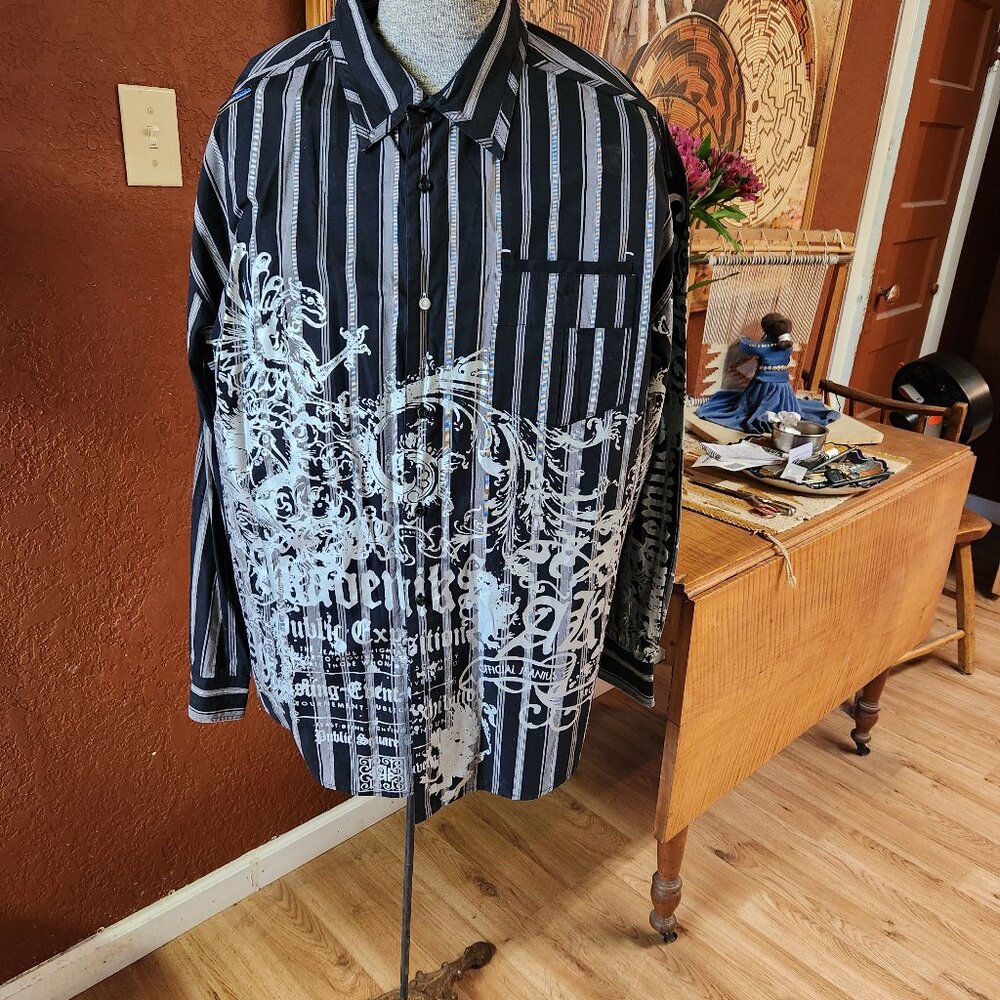 AKADemiks Black with silver screen printed SZ 2XL Graffiti Hip Hop